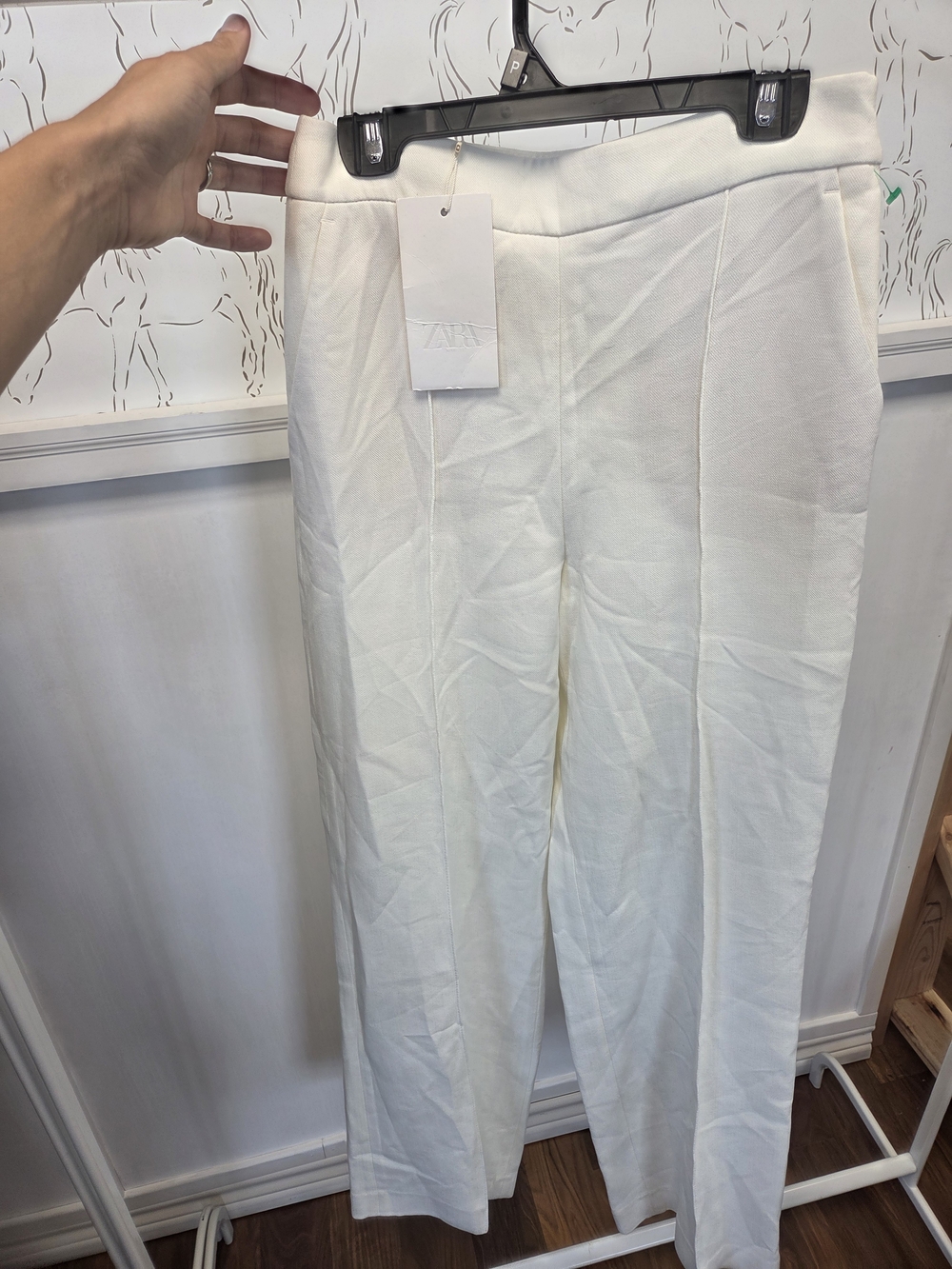 Zara Cream Wide-Leg Dress Pants NEW WITH TAG